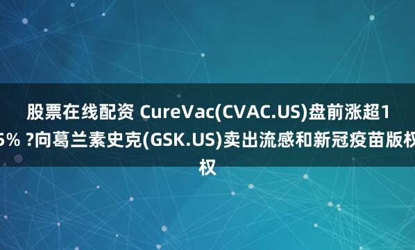 股票在线配资 CureVac(CVAC.US)盘前涨超15% ?向葛兰素史克(GSK.US)卖出流感和新冠疫苗版权